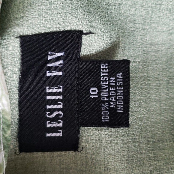 Vintage Leslie Fay Green Short Sleeve Blazer with Scarf Size 10 - Picture 4 of 5